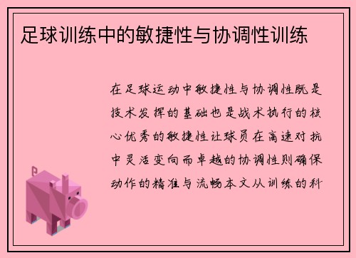 足球训练中的敏捷性与协调性训练